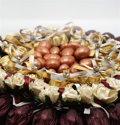 Liva Bordo Altın Cam Söz Nişan Çikolatası