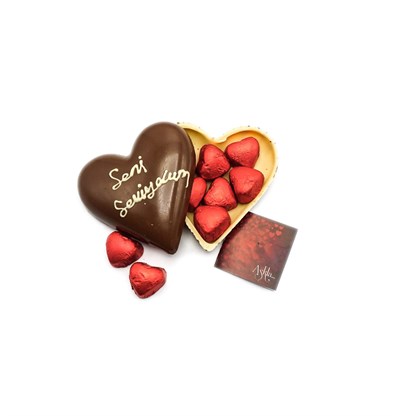 Liva Seni Seviyorum Kalp İçinde Yaldızlı Çikolata
