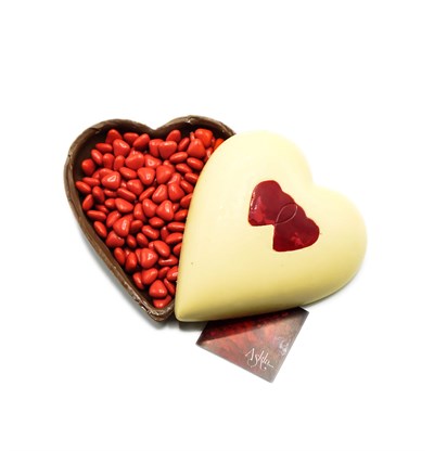 Liva Sevgililer Günü Beyaz Kalp Çikolata İçinde Draje 