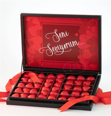 Liva Sevgililer Günü Çikolatası Kırmızı Kalp Yaldızlı