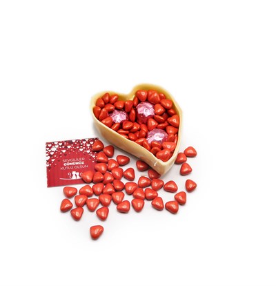 Liva Sevgililer Günü Drajeli Kabuk Kalp Çikolata 