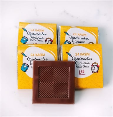 Metal Kutu Öğretmenler Günü Çikolatası Sarı Tasarım (80 Adet Napoliten Çikolata)