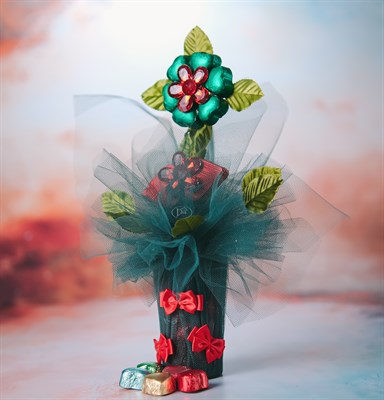 Sevgililer Günü Kalp Çikolatadan Çiçek (Cam Bardak)