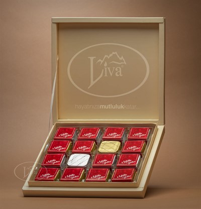 Yılbaşı Kırmızı Mutlu Yıllar Sargılı Madlen Çikolata 48'li Paket