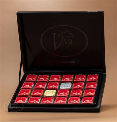 Yılbaşı Kırmızı Mutlu Yıllar Sargılı Madlen Çikolata 72'li Paket
